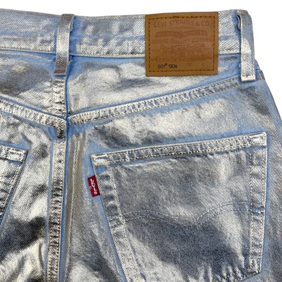 NWT LEVI'S Premium 501 90s Ankle Straight Jeans Size 25 Coated Optical Illusion - Picture 10 of 11